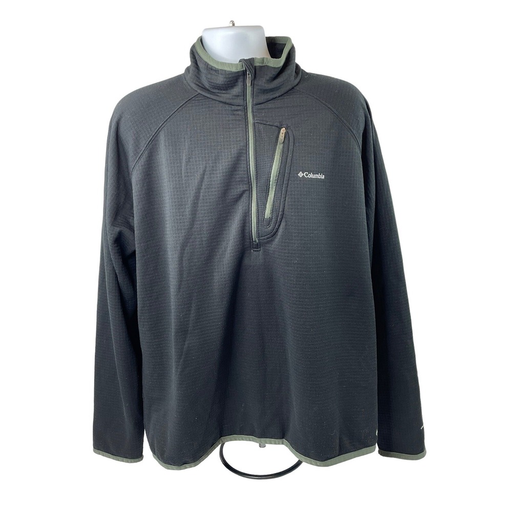 Columbia Sweater Mens 2XL Black Fleece Quarter Zip Omni-Wick Outdoors Casual